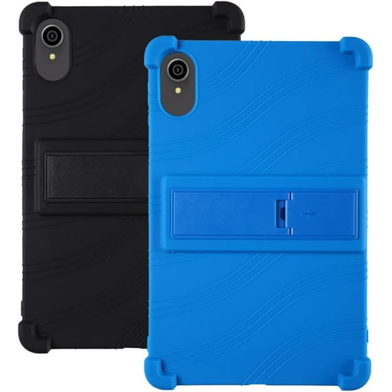 Kebiory Case for Vortex T10M,for Vortex T10M Pro Plus Case,Shockproof Kids Soft Silicone with Kickstand Case for Vortex T10M/Vortex T10M Pro Plus/TECLAST P26T/TECLAST P25T 10.1 inch(Black+Blue)