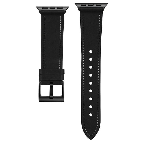 Kebiory Compatible with Apple Watch Band 38mm 40mm 41mm,Canvas Strap with Soft Leather Lining with Classic Firmly Buckle for iWatch Series8/7/6/5/4/3/2/1/SE for Women/Man(Black)