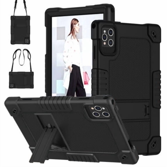 Kebiory for KADYBE D115 Tablet Case,for MEIZE D115 10.1 inch Case,Shockproof Kids Case with Shoulder Strap for DOMATON D105/kimlok Android 13 14/MEIZE D115/KADYBE D115/Qukenk 10.1 inch(Black)