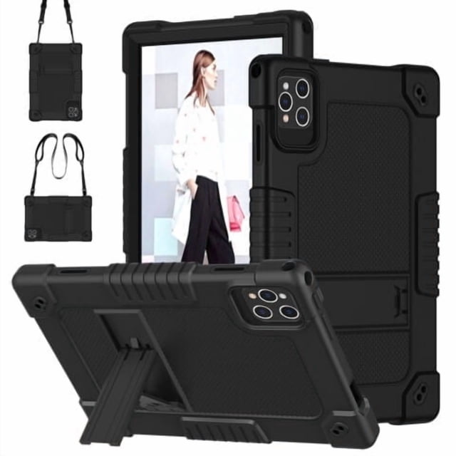 Kebiory for KADYBE D115 Tablet Case,for MEIZE D115 10.1 inch Case,Shockproof Kids Case with Shoulder Strap for DOMATON D105/kimlok Android 13 14/MEIZE D115/KADYBE D115/Qukenk 10.1 inch(Black)