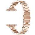 thumbnail image 1 of Kebiory Metal Band Compatible with Apple Watch 38mm 40mm 41mm Suitable for Women Men,Stainless Steel Strap Wristband Bracelet Compatible with Series SE/9/8/7/6/5/4/3/2/1(Rose Gold,38/40/41mm), 1 of 6