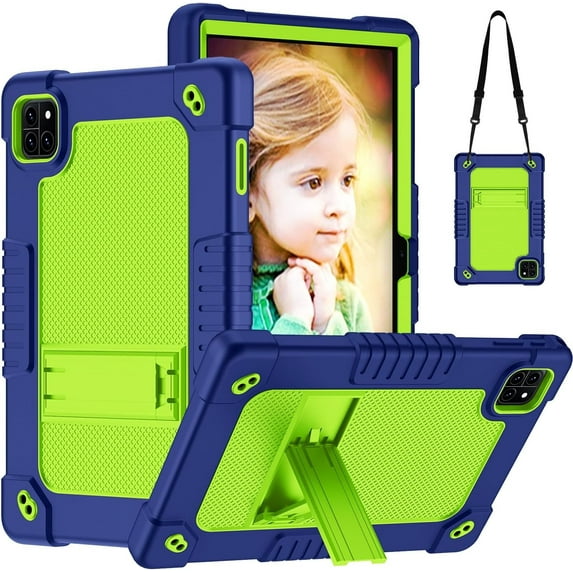 for Callsky-Tab Ctab 10 Tablet 10.1 inch Case,Heavy Duty Shockproof with Shoulder Strap Kickstand Hybrid Kids Friendly Cover for Callsky-Tab Ctab 10/for Callsky-Tab Cpad 10 Tablet(Navy/Green)