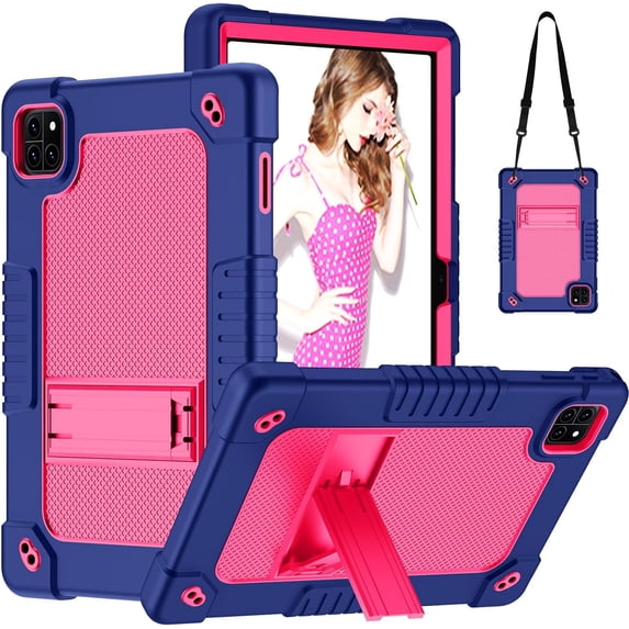 for Callsky-Tab Ctab 10 Tablet 10.1 inch Case,Heavy Duty Shockproof with Shoulder Strap Kickstand Hybrid Kids Friendly Cover for Callsky-Tab Ctab 10/for Callsky-Tab Cpad 10 Tablet(Navy/Pink)