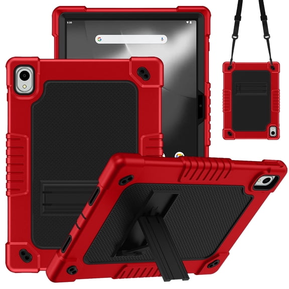 Kebiory Onn 11 inch Tablet Pro 2024 Model Case/Onn 11 inch Tablet Pro Model 100146660 Case,Shockproof Kids Case with Shoulder Strap for Walmart Onn 11" Tablet Pro 2024Model:100146660 (Red/Black)