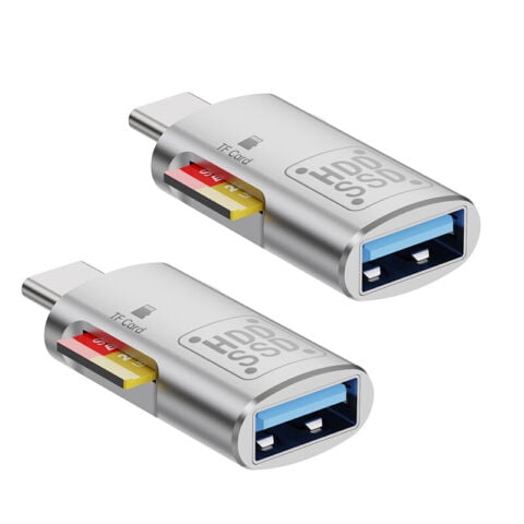 Kebiory SD Card Reader for Android Phone,Micro SD Card to USB Adapter, Mini USB C Card Reader for Camera Memory Card Reader,Card Reader for PC and Android Phone (Silver,2 Pack)