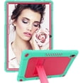 thumbnail image 1 of Kebiory Shockproof Kids Friendly Shoulder Strap Stand Rugged Hybrid Protective Case for Vastking KingPad K10/K10 Pro/Z10/BYYBUO SmartPad A10/Oangcc 10.1" Android 10 Tablet(Green+Pink), 1 of 6