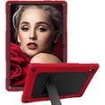 thumbnail image 1 of Kebiory Shockproof Kids Friendly Shoulder Strap Stand Rugged Hybrid Protective Case for Vastking KingPad K10/K10 Pro/Z10/BYYBUO SmartPad A10/Oangcc 10.1" Android 10 Tablet(Red+Black), 1 of 6