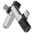 thumbnail image 1 of Kebiory USB C to 3.5mm Headphone and Charger Adapter,2 in 1 Type-C to Hi-Res 3.5mm Audio with 60W PD Fast Charging for iPhone 15/15 Pro,Galaxy S24/23+Series,Mate 60 Pro,and More (Silver,2 Pcs), 1 of 8