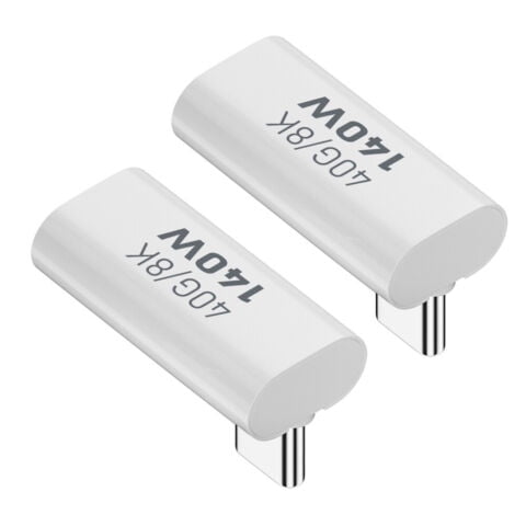 Kebiory USB C Adapter,8K 40Gbps Data Transfer PD 140W Fast Charging USB Type C Male to Female Right Angle Extender for Steam Deck,Switch,Thunderbolt4,Laptop,Mobile Phone,Tablet (2 Pack)