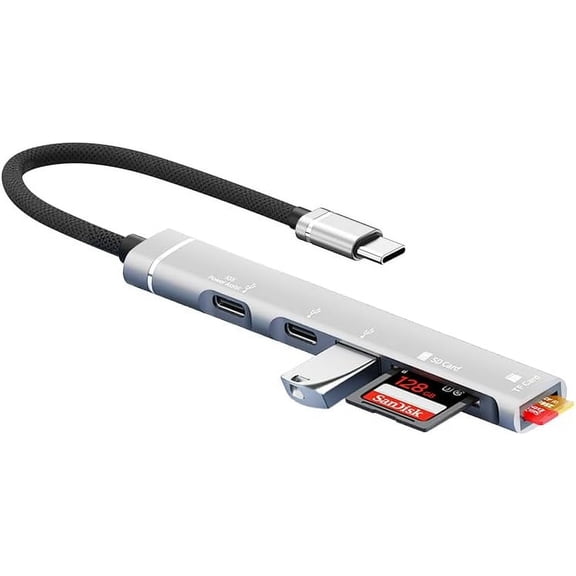 Kebiory USB C Hub Adapter,4 in 1 USB HUB with 1 USB 3.0,2 USB 2.0 and Fast Charging Port for iPhone/iPad Compatible with USB Microphones/USB Flash Drive/Keyboard/Mouse(Silver)