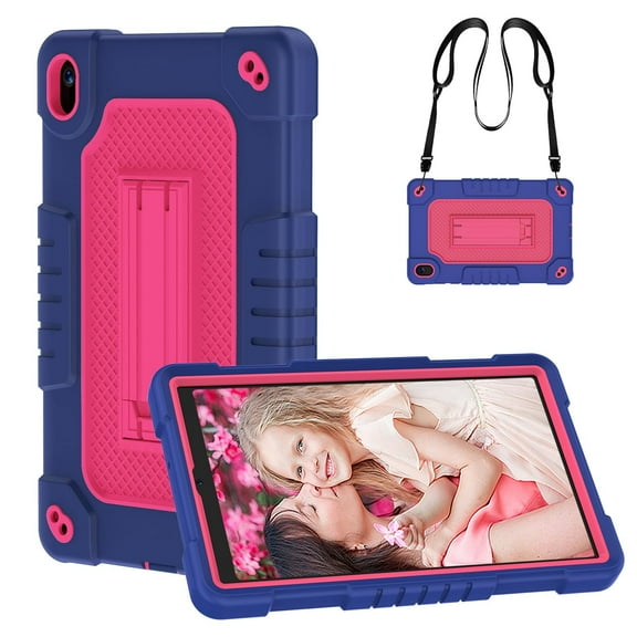 Kebiory for Walmart Onn 8 inch Tablet Case Gen 4 2024 Model,Heavy Duty Kids Friendly Shockproof with Shoulder Strap Kickstand Case for Walmart Onn 8 inch 2024 (Model:100135923) Tablet(Navy/Pink)