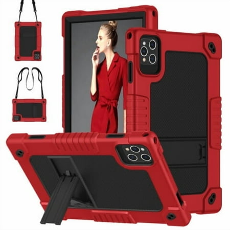 Kebiory for ZONKO D115 Tablet Case,Shockproof Kids Rugged Case for Relndoo T618/YOBANSE T618/Suicoey T618/ZONKO D115/ANTEMPER Android 14 13/FEONAL Android 13/ZONKO D106 10 inch Tablet(Red/Black)