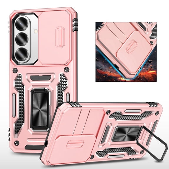 Kebiory for Samsung Galaxy S26 Case,Finger Ring Holder Kickstand,Heavy Duty Shockproof Full Body Phone Case for Samsung Galaxy S26 2026 - Rose Gold