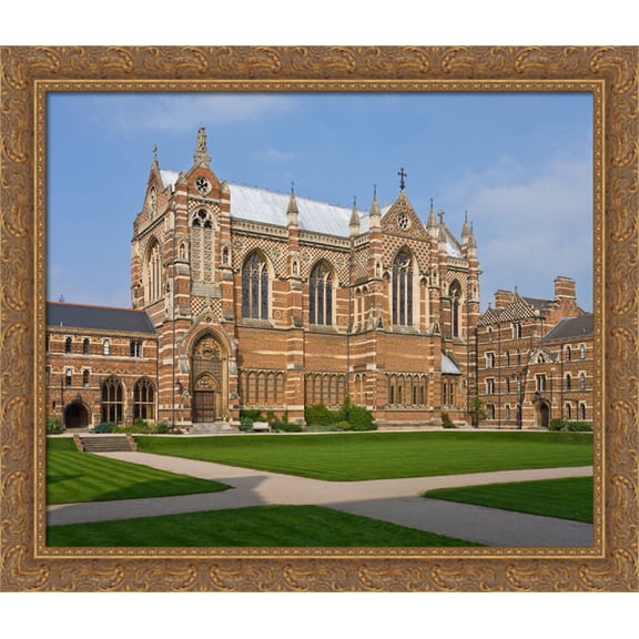 Keble College Chapel 32x28 Large Gold Ornate Wood Framed Canvas Art