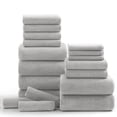 thumbnail image 1 of Kebury 18 Piece Family Bath Towels Set - 6 Bath Sheets, 6 Hand Towels & 6 Washcloths - Microfiber Shower Towels with Hanging Loop Absorbent Ultra Soft Towels for Bathroom Spa Gym- Light Grey, 1 of 8