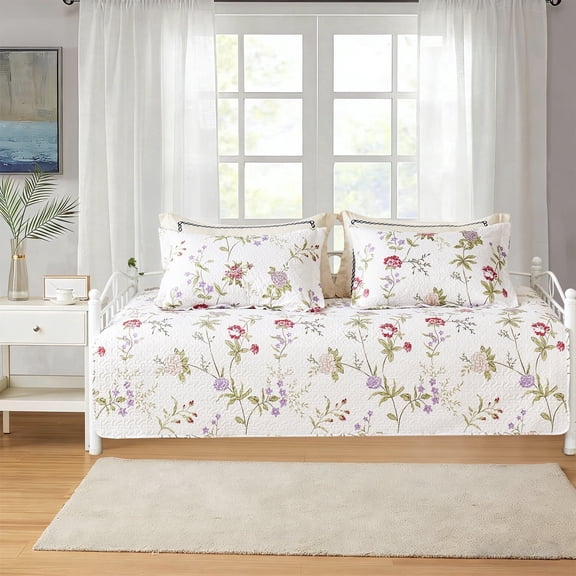 Kebury 3 Pieces Daybed Cover Set Cozy Sofa Daybed Bedding Double Sided Quilting Bedspread Day Bed Couch Cover With 2 Standard Shams,39"x75",Floral