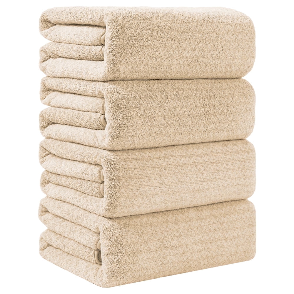 Kebury 4 Pack Bath Towels Extra large, 35"x70" Bath Sheets Towels Set For Adults, Oversize Bathroom Towel Ultra Soft Microfiber Quick Dry Highly Absorbent Shower Towel Spa Hotel Use (Beige)