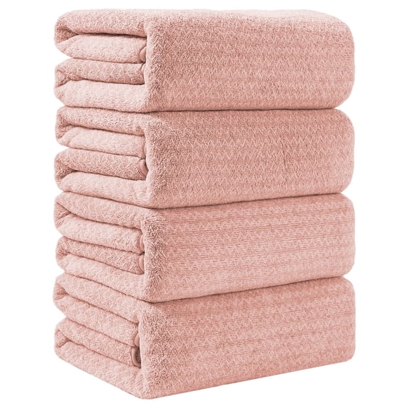 Kebury 4 Pack Bath Towels Extra large, 35"x70" Bath Sheets Towels Set For Adults, Oversize Bathroom Towel Ultra Soft Microfiber Quick Dry Highly Absorbent Shower Towel Spa Hotel Use (Pink)