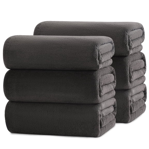 Kebury 6 Pack Bath Towels Set, 27"x55" Bath Sheets Towels Set For Adults, Mid-size Bathroom Towel Ultra Soft Microfiber Quick Dry Highly Absorbent Shower Towel Spa Hotel Use (Dark Gray)
