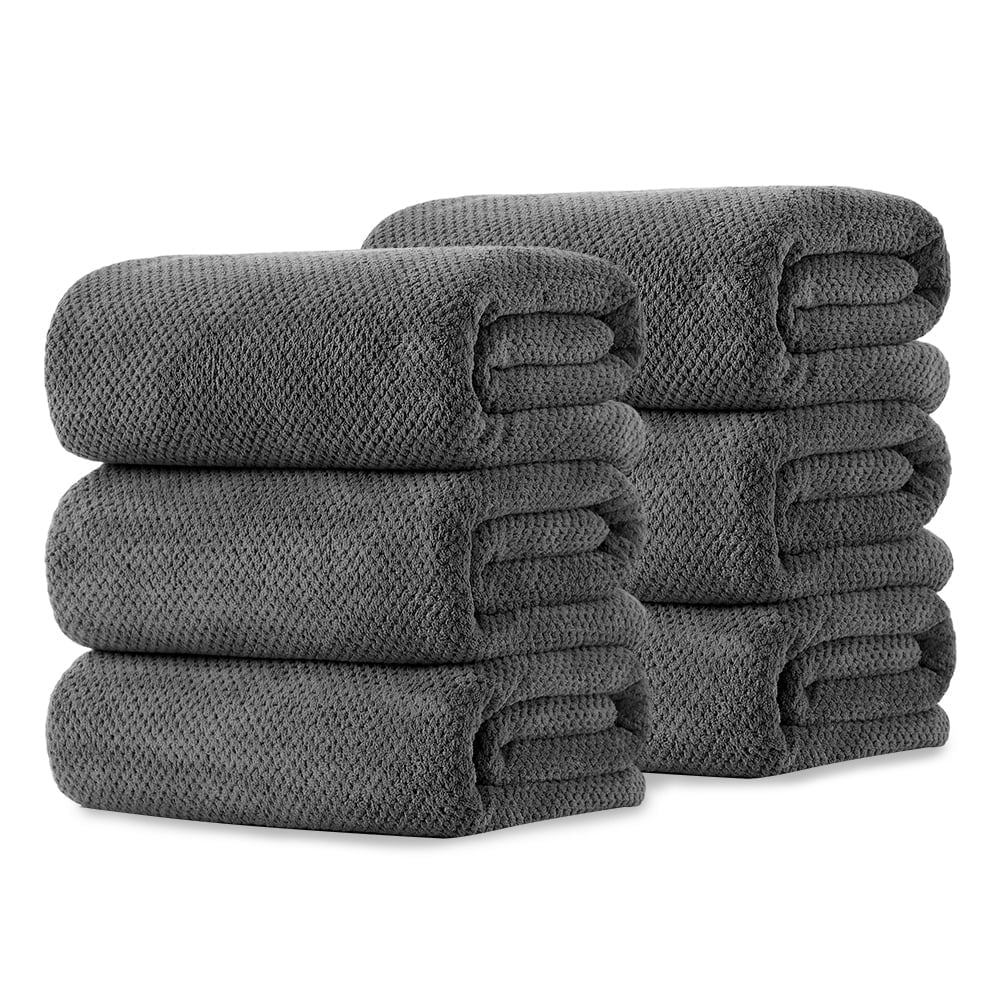 Kebury 6 Pack Bath Towels Set, 27"x55" Bath Sheets Towels Set For Adults, Mid-size Bathroom Towel Ultra Soft Microfiber Quick Dry Highly Absorbent Shower Towel Spa Hotel Use (Dark Gray)