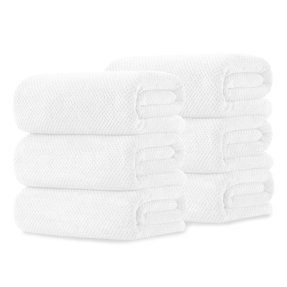 Kebury 6 Pack Bath Towels Set, 27"x55" Bath Sheets Towels Set For Adults, Mid-size Bathroom Towel Ultra Soft Microfiber Quick Dry Highly Absorbent Shower Towel Spa Hotel Use (White)