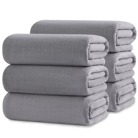 Kebury 6 Pack Bath Towels Set, 27"x55" Bath Sheets Towels Set For Adults, Mid-size Bathroom Towel Ultra Soft Microfiber Quick Dry Highly Absorbent Shower Towel Spa Hotel Use (Dark Gray)