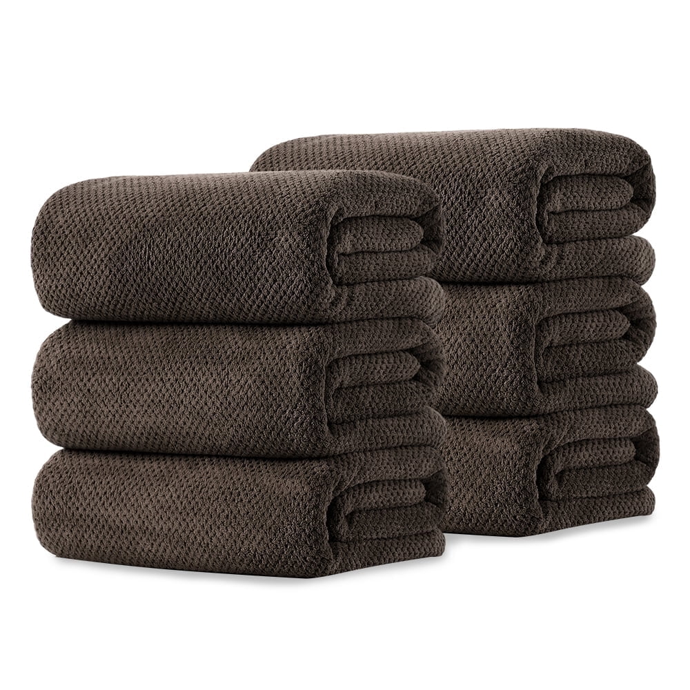 Kebury 6 Pack Bath Towels Set, 27"x55" Bath Sheets Towels Set For Adults, Mid-size Bathroom Towel Ultra Soft Microfiber Quick Dry Highly Absorbent Shower Towel Spa Hotel Use (Dark Brown)
