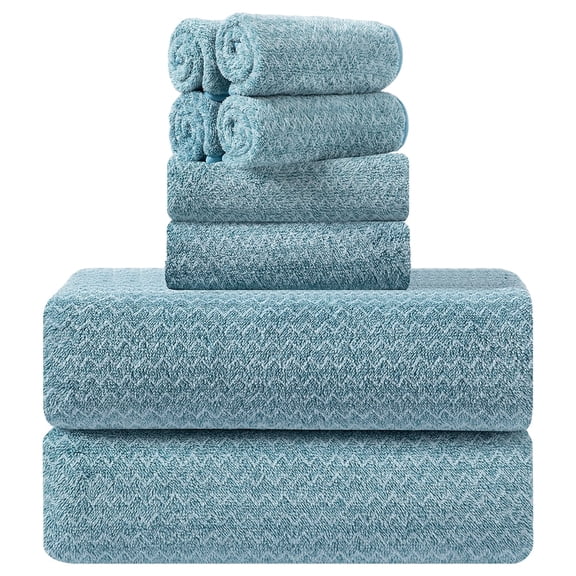 Kebury Bath Towels Set of 8, 2 Large Bath Sheets, 2 Hand Towels, 4 Washclothes, Soft Microfiber Shower Towel Quick Dry High Absorbent Family Hotel Bathroom Towel Set Collection (Turquoise)