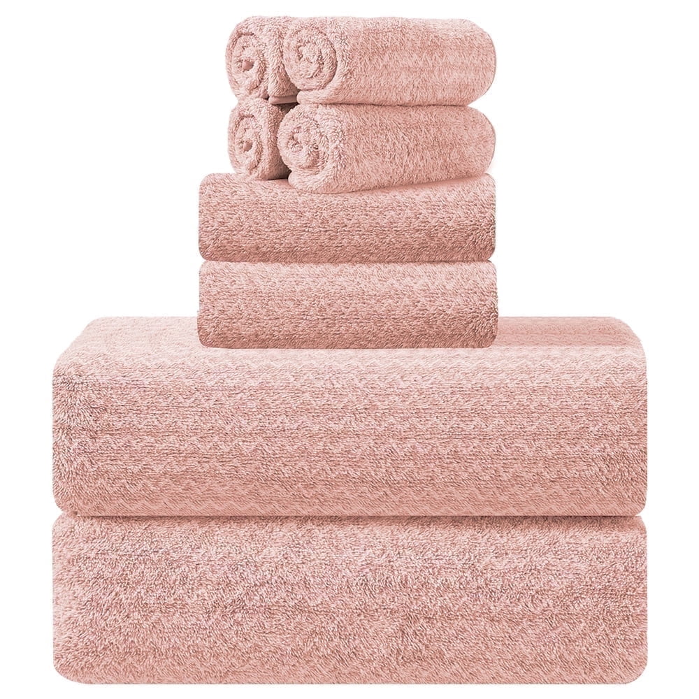 Kebury Bath Towels Set of 8, 2 Large Bath Sheets, 2 Hand Towels, 4 Washclothes, Soft Microfiber Shower Towel Quick Dry High Absorbent Family Hotel Bathroom Towel Set Collection (Pink)