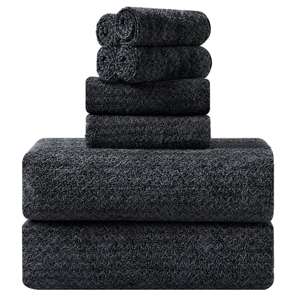 Kebury Bath Towels Set of 8, 2 Large Bath Sheets, 2 Hand Towels, 4 Washclothes, Soft Microfiber Shower Towel Quick Dry High Absorbent Family Hotel Bathroom Towel Set Collection (Black)