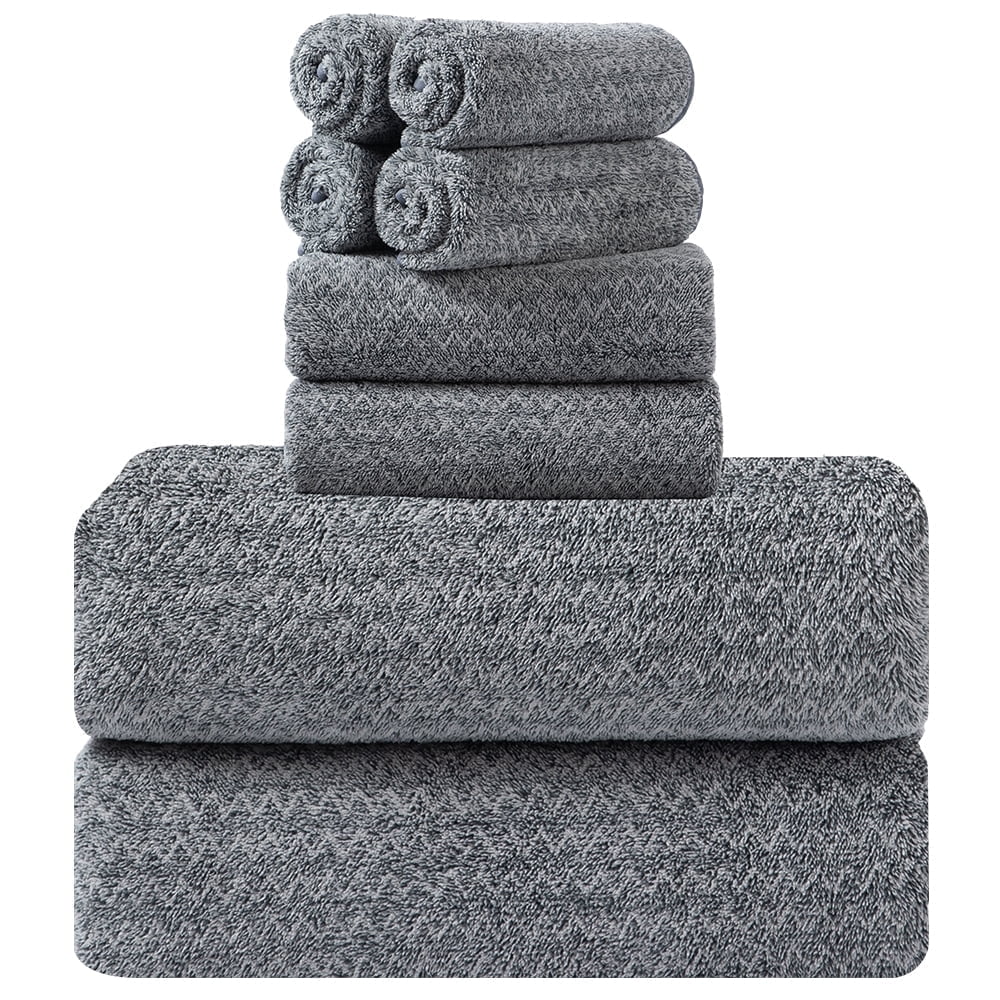 Kebury Bath Towels Set of 8, 2 Large Bath Sheets, 2 Hand Towels, 4 Washclothes, Soft Microfiber Shower Towel Quick Dry High Absorbent Family Hotel Bathroom Towel Set Collection (Dark Gray)