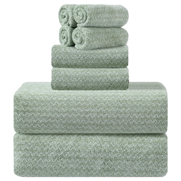 Kebury Bath Towels Set of 8, 2 Large Bath Sheets, 2 Hand Towels, 4 Washclothes, Soft Microfiber Shower Towel Quick Dry High Absorbent Family Hotel Bathroom Towel Set Collection (Light Green)