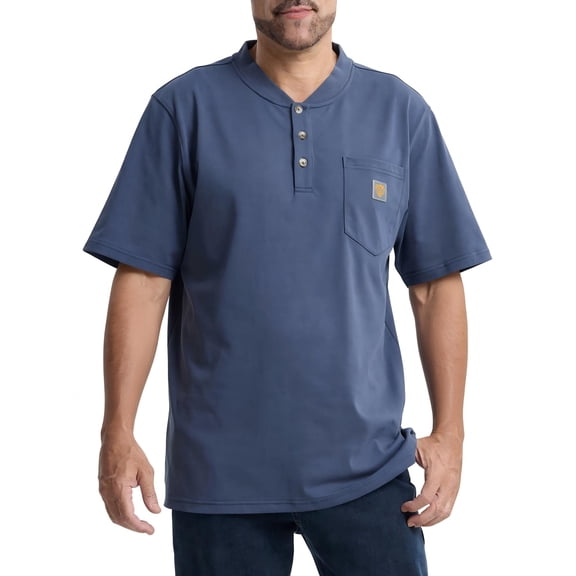 Kecols Loose Fit Thick Work T-Shirts for Men Short Sleeve Pocket Henley Workwear Shirts (Tall & Regular)(Dark Blue,XL,)