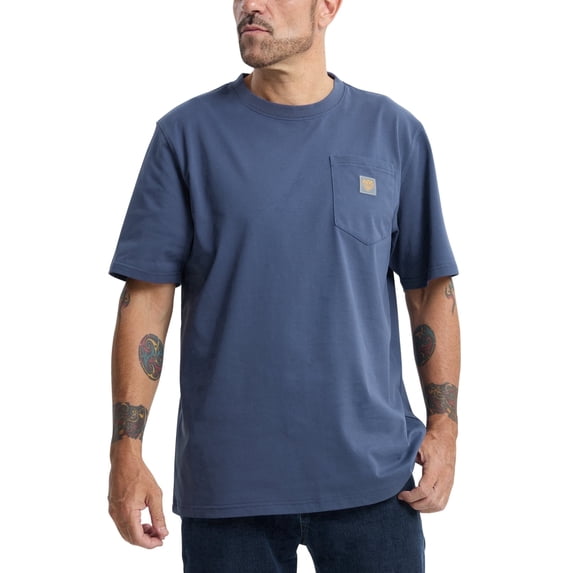 Kecols Men's Loose Fit Thick Work T-Shirts Soft Short Sleeve Pocket Tee(Tall & Regular)(Bluestone,L)