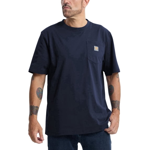 Kecols Men's Loose Fit Thick Work T-Shirts Soft Short Sleeve Pocket Tee(Tall & Regular)(Navy,L,Tall)