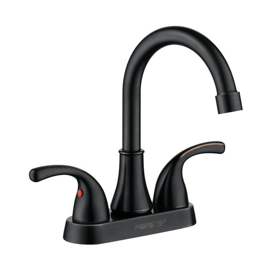 Kede 4 Inch Faucet 2 Handle Bathroom Sink Faucet Lead-Free Oil Rubbed Bronze Bath Sink Faucet with Pop-up Drain Stopper and Supply Hoses