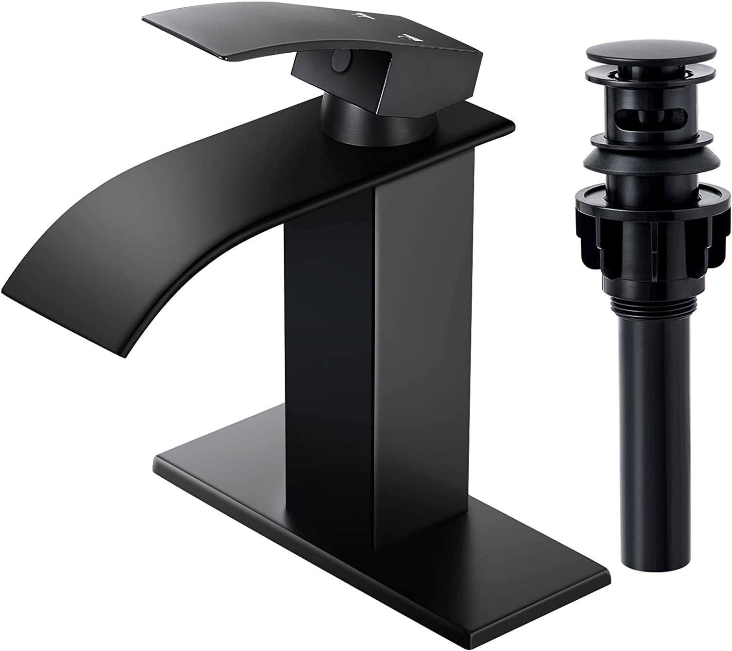 Kede Black Waterfall Bathroom Faucet, Single Handle, 1 or 3 Hole, with ...