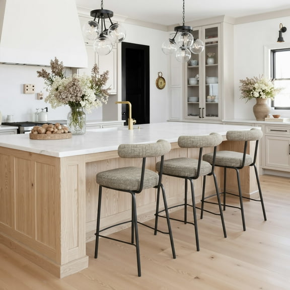 Kede Counter Stool Green Tweed Counter Stool, Modern Style, Soft chenille fabric, Plywood, Indoor Bar