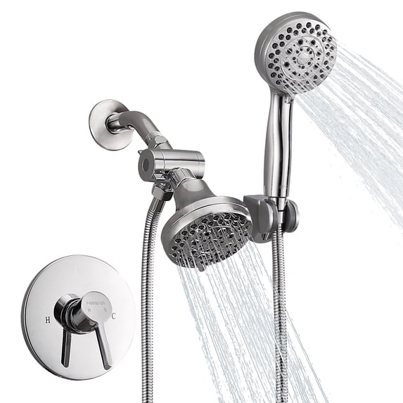 Kede Shower Faucet System with Bathroom Spout Rain Shower Kit, High Pressure Handheld Shower Head Dual 2 in 1 Shower Combo Faucet Set with Valve Trim Kit(Valve Include) Oil-Rubbed Bronze