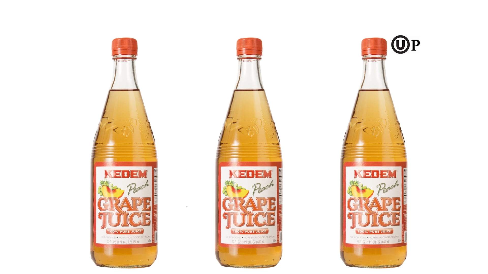 Kedem 100 Peach Grape Juice, Gluten Free Certified Kosher for Passover