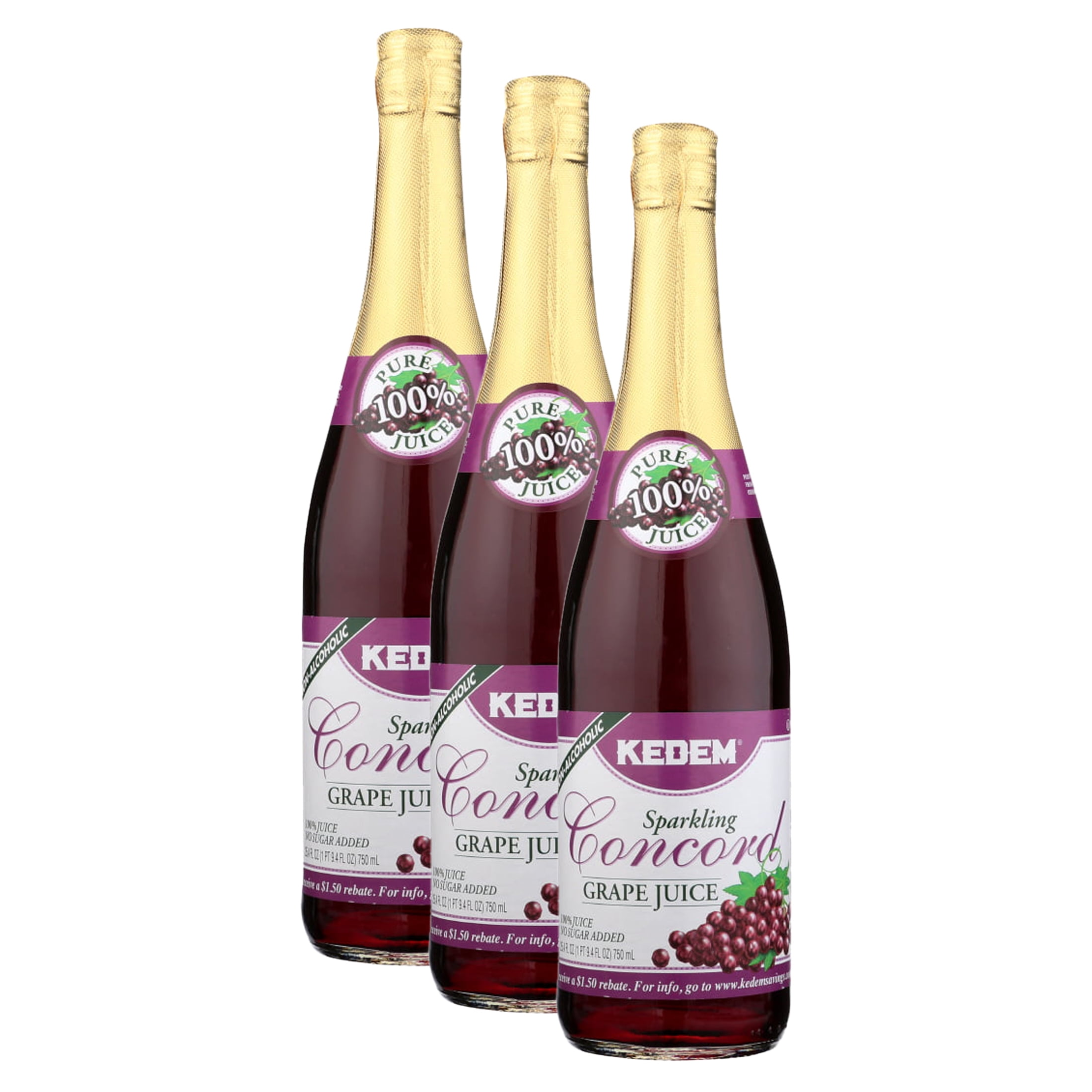 (3 pack) Kedem Concord Sparkling Grape Juice, 25.4floz