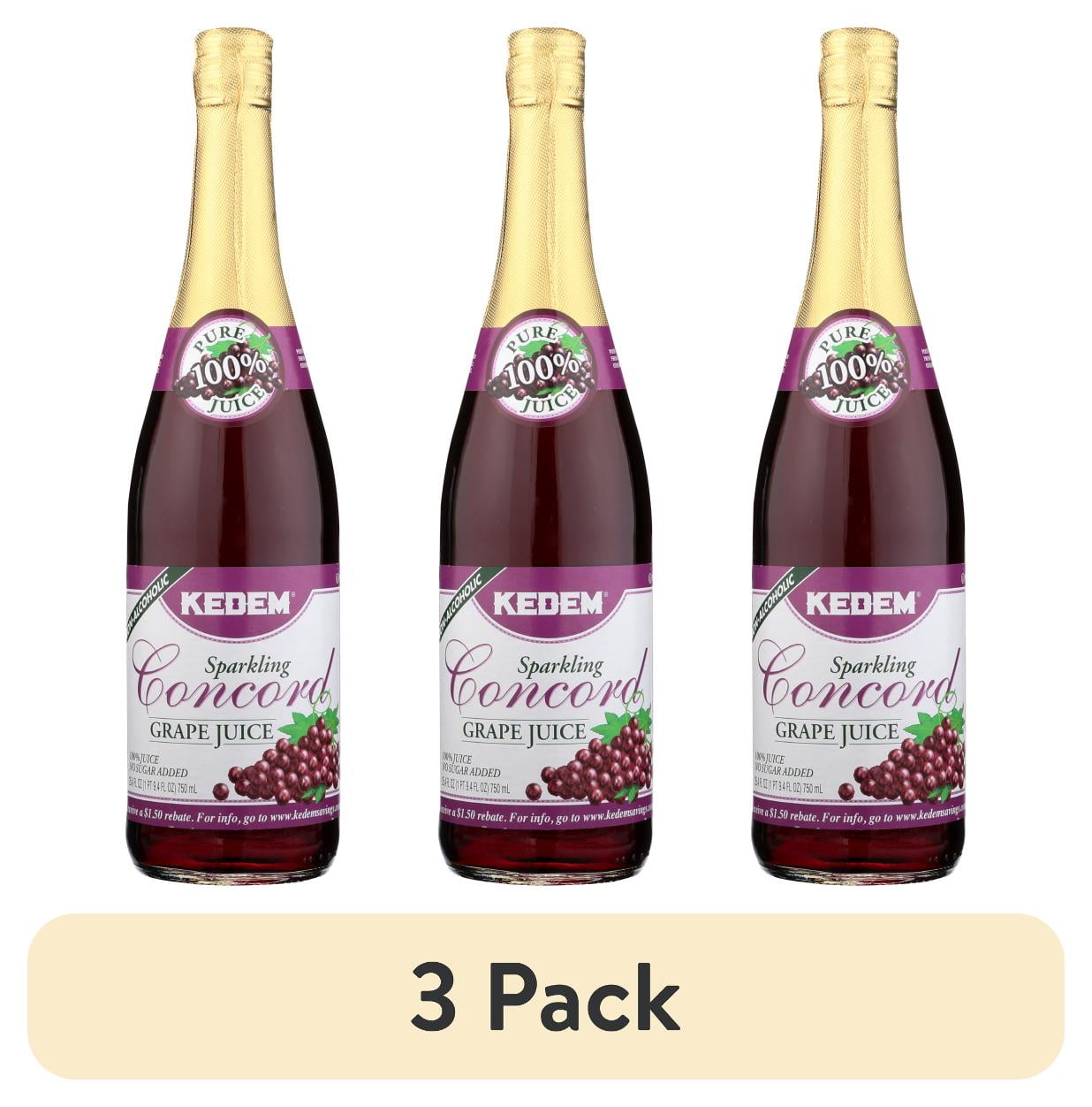 (3 pack) Kedem Concord Sparkling Grape Juice, 25.4floz
