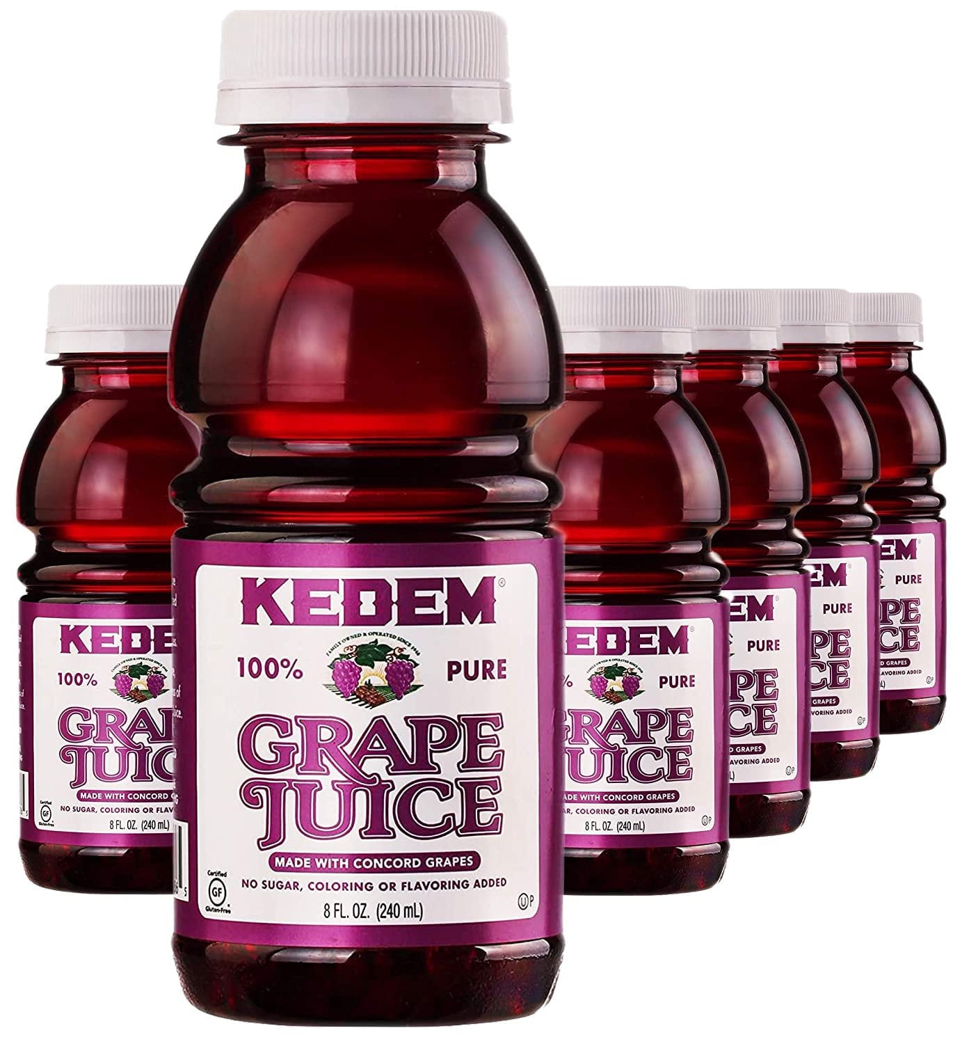 Kedem Grape Juice, 8oz BPA Free Plastic Bottle 12 Pack Made With Concord Grapes, Certified Kosher
