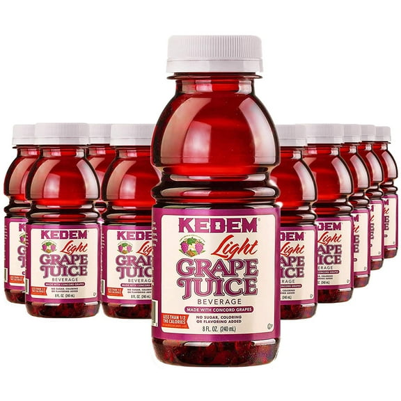 Kedem, Light Concord Grape Juice, 8oz Plastic Bottle, 24 Pack Less Sugar, Less Calories!