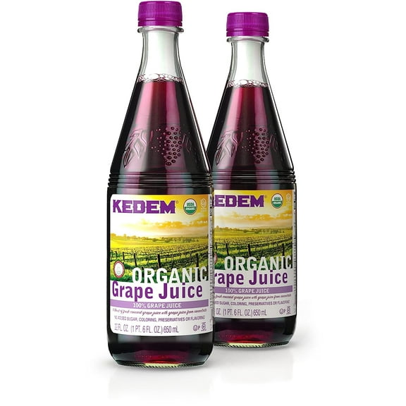 Kedem Organic 100% Grape Juice 22oz (2 Pack) | No Added Sugar, Coloring, Flavoring or Preservatives