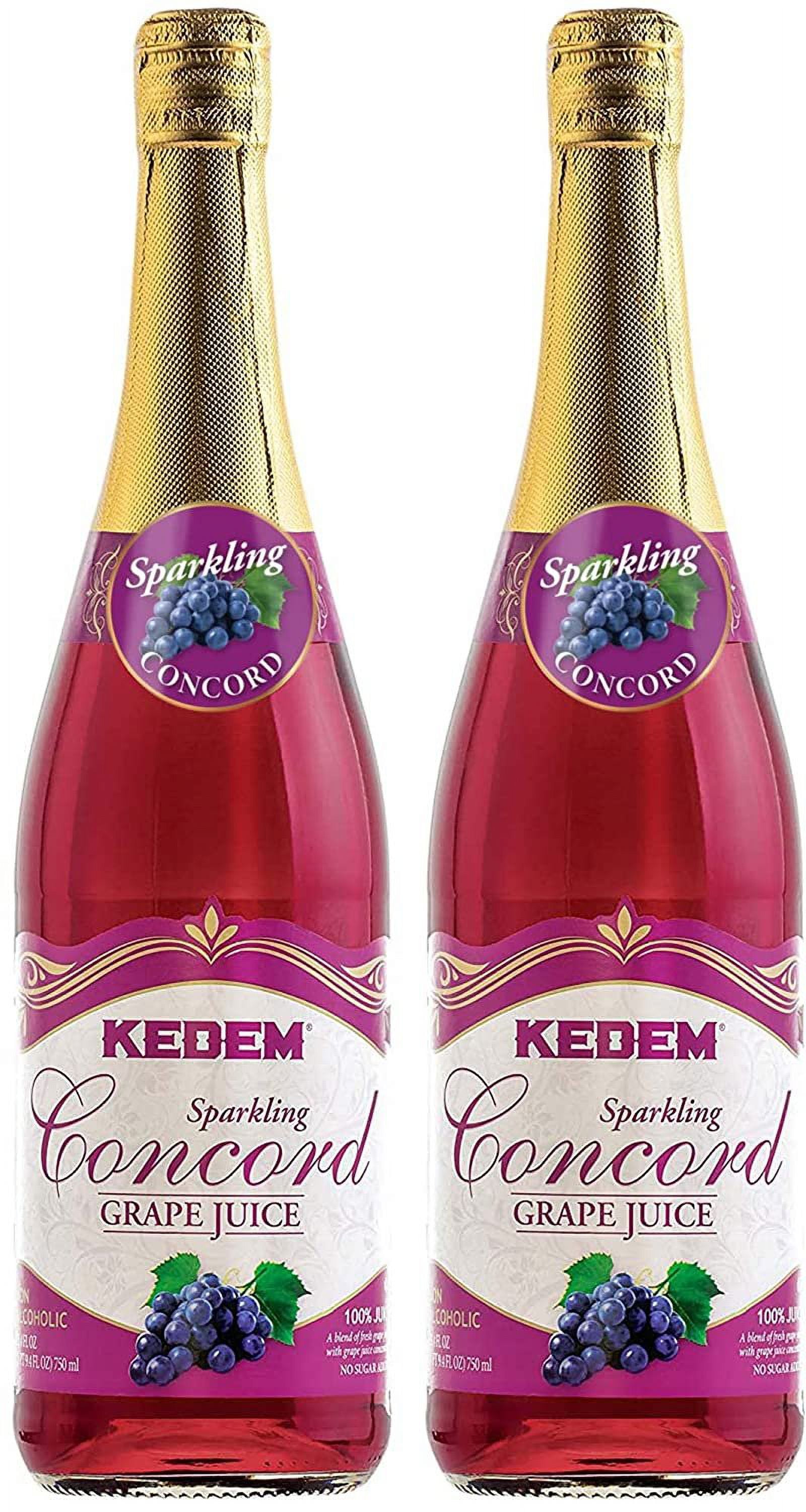 Kedem Sparkling 100 Concord Grape Juice, 25.4oz 2 Pack, Kosher, Non