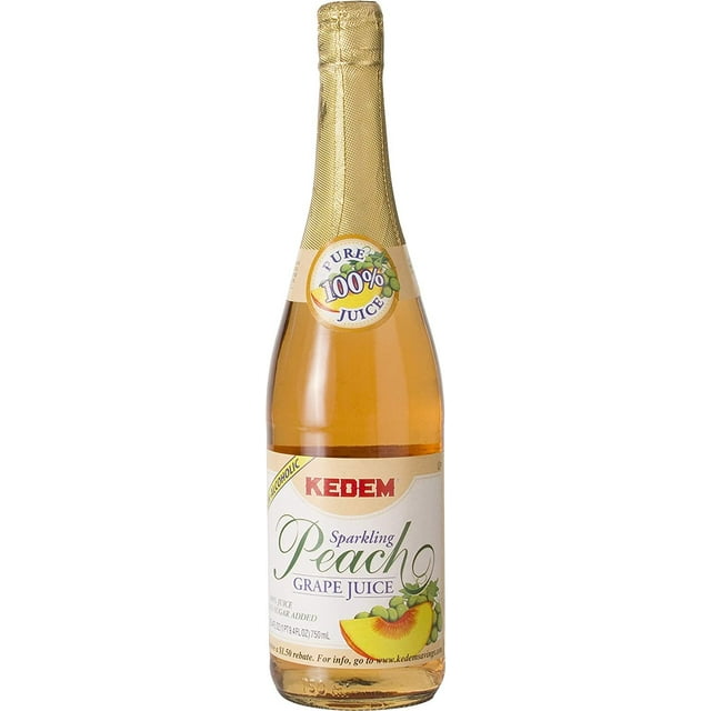 Kedem Sparkling Peach Flavored Grape Juice 25.4oz 2 Pack, No Added