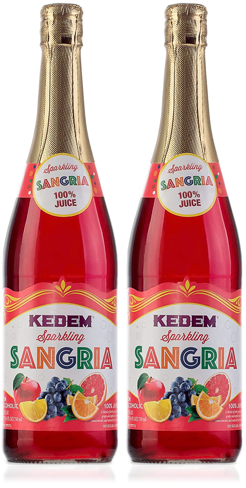 Kedem Sparkling Sangria, 25.4Oz (2 Pack) Made From 100 Juice, Non Alcoholic, No Added Sugar