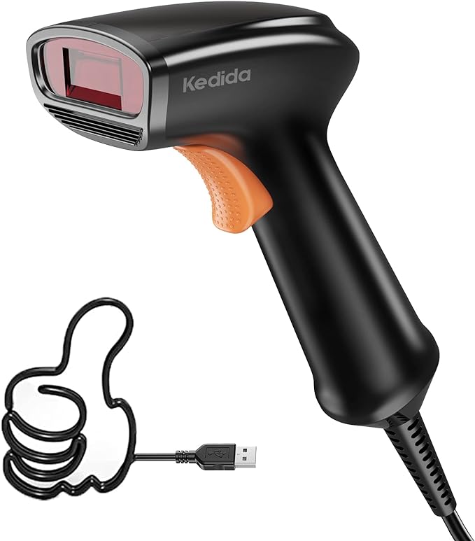 Kedida Barcode Scanner, Handheld Inventory 1D Bar Code Scanners for Computer, Automatic Label