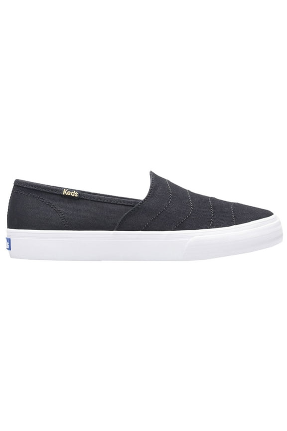 Double Decker Wave Canvas Slip On Sneaker Women Black